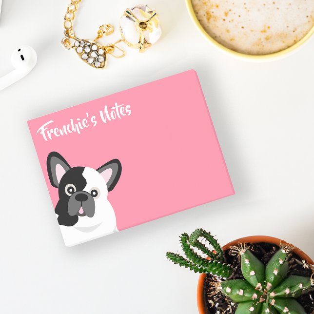 Frenchie the French Bulldog Pink Post-it Notes (Creator Uploaded)