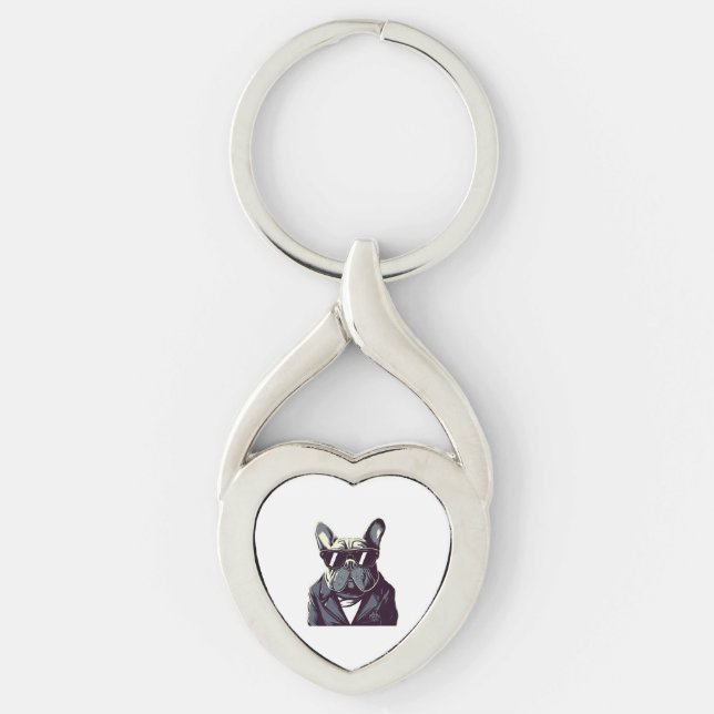 Frenchie The Party Man Keychain (Front)