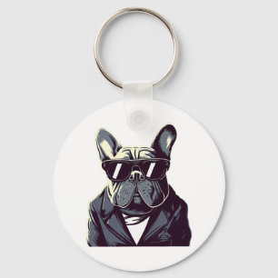 Frenchie The Party Man Keychain