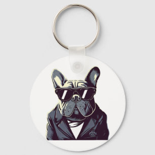 Frenchie The Party Man Keychain