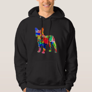 Frenchie  Trippy Watercolor Colourful Psychedelic  Hoodie