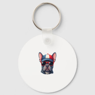 Frenchie Wearing USA Colors Keychain
