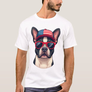Frenchie Wearing USA Colours (4) T-Shirt