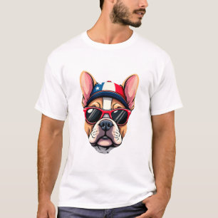 Frenchie Wearing USA Colours (6) T-Shirt