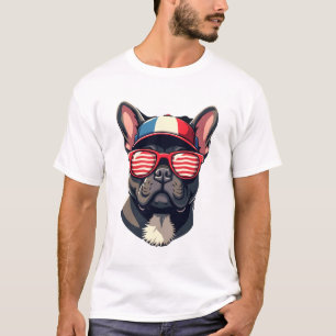 Frenchie Wearing USA Colours (7) T-Shirt