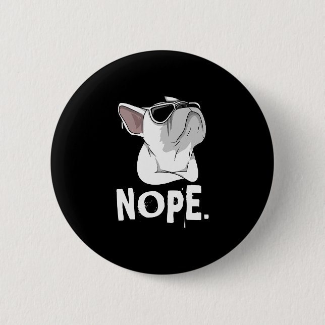 Frenchie White French Bulldog  2 Inch Round Button (Front)