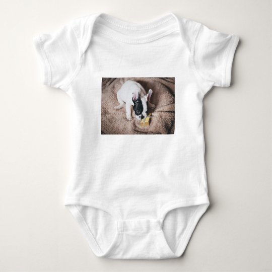 Frenchie With a Gift Baby Bodysuit