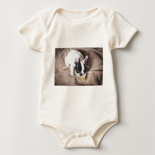 Frenchie With a Gift Baby Bodysuit