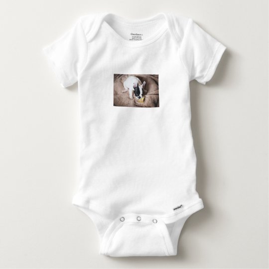 Frenchie With a Gift Baby Onesie