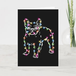 Frenchie With Christmas Lights Merry Christmas Card