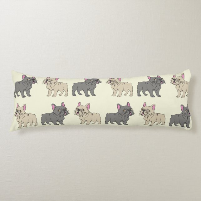 Frenchies, Beige Body Pillow (Front)