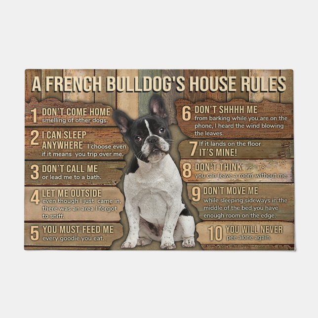 Frenchies Doormat, Dog Decor, French Bulldog Doormat (Front)