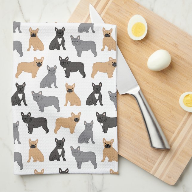 Frenchies French Bulldog - Pick Your Colour! Kitchen Towel (Quarter Fold)
