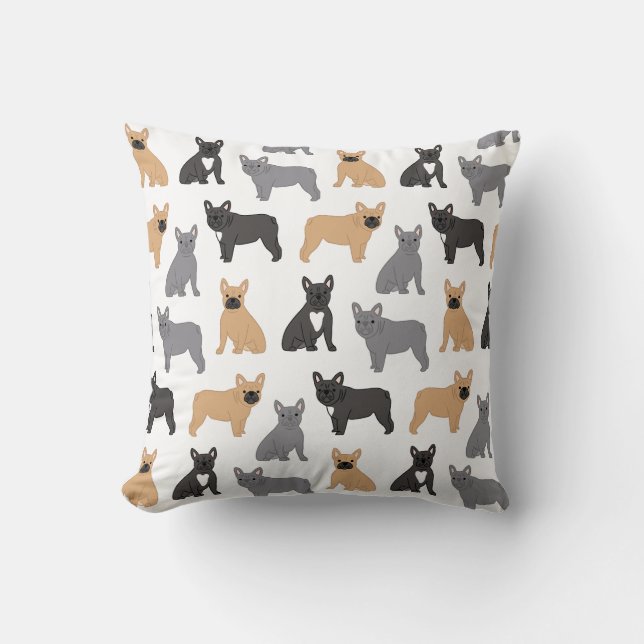 Frenchies French Bulldog - Pick Your Colour! Throw Pillow (Front)
