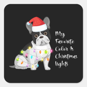 frenchies my favourite colour is christmas square  square sticker