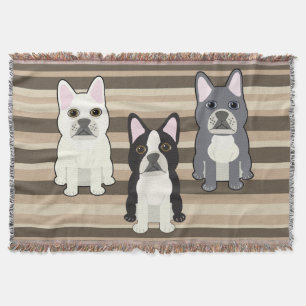 Frenchies Neutral Striped Throw Blanket