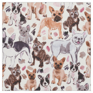 FRENCHIES Painterly Watercolor Dogs Fabric