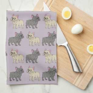 Frenchies, Purple Kitchen Towel