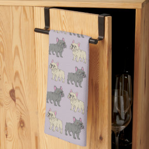 Frenchies, Purple Kitchen Towel