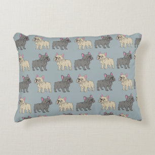 Frenchies, Smokey Blue Accent Pillow