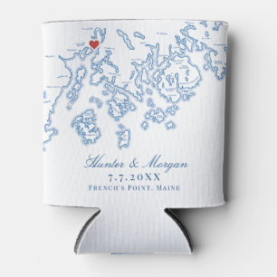 French's Point Stockton Springs Maine Map Wedding  Can Cooler