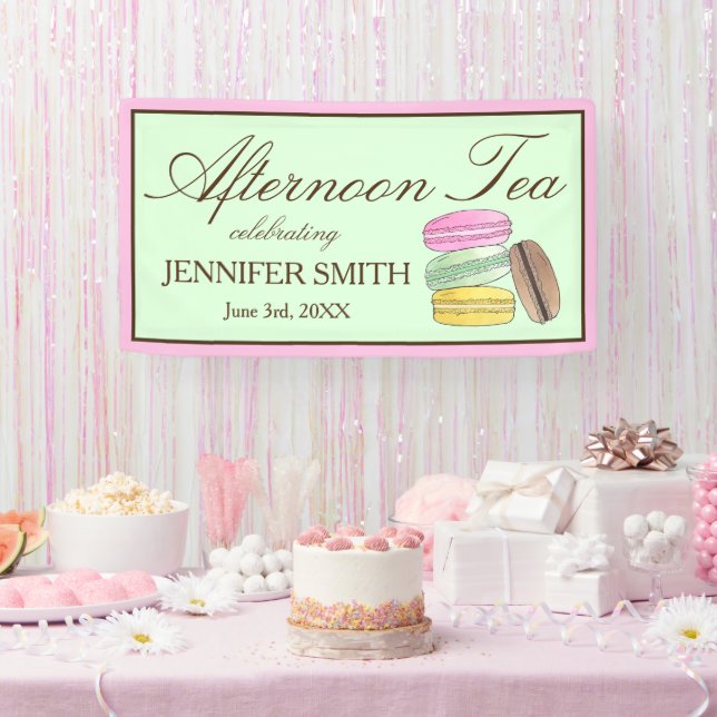 Frenh Macarons Wedding Shower Afternoon Tea Party Banner (Party)