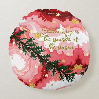 Frequency Abstract Christmas Festive Sovereignty  Round Pillow