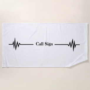Frequency Line and Custom Call Sign Beach Towel