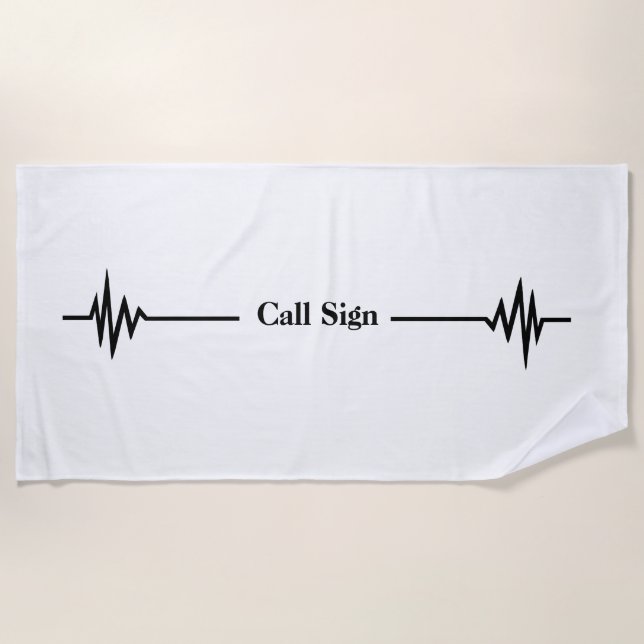 Frequency Line and Custom Call Sign Beach Towel (Front)
