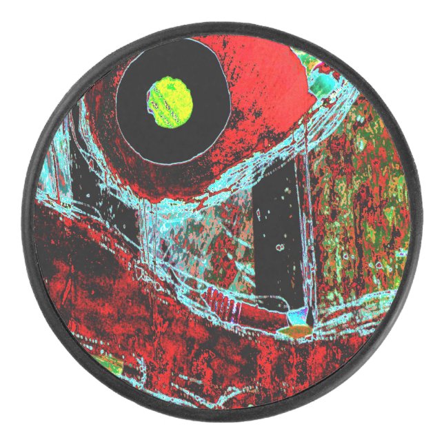 Frequency Serpent – Abstract Energy Compact Mirror Hockey Puck (Front)