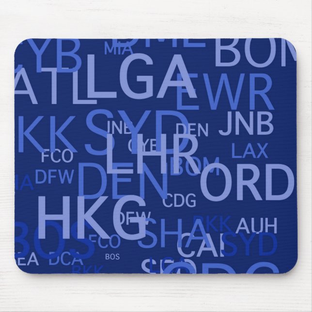 Frequent Flyer Airport Codes Mouse Pad (Front)