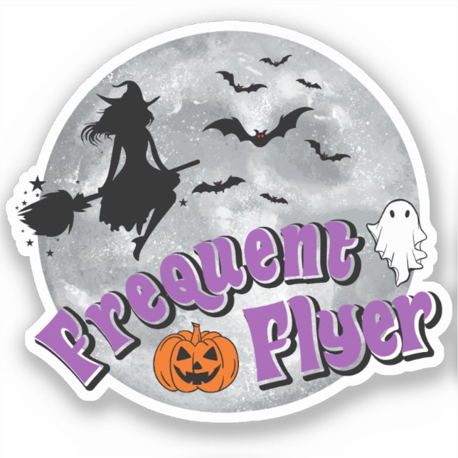 Frequent Flyer Halloween Witch Riding Broomstick  (Front)