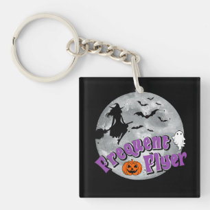Frequent Flyer Halloween Witch Riding Broomstick Keychain