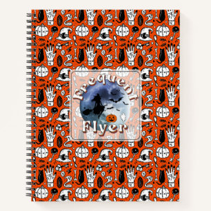 Frequent Flyer Halloween Witch Riding Broomstick Notebook
