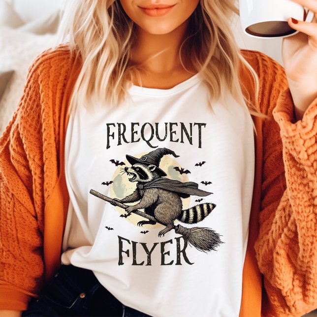 Frequent Flyer Vintage Raccoon Halloween T-Shirt (Creator Uploaded)