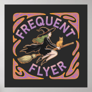 Frequent Flyer Witch A Funny Halloween Take  Poster