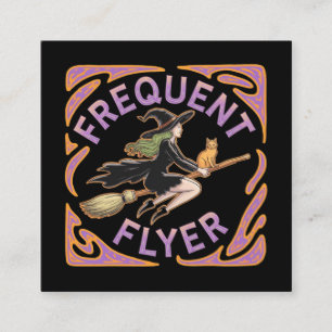 Frequent Flyer Witch A Funny Halloween Take  Square Business Card