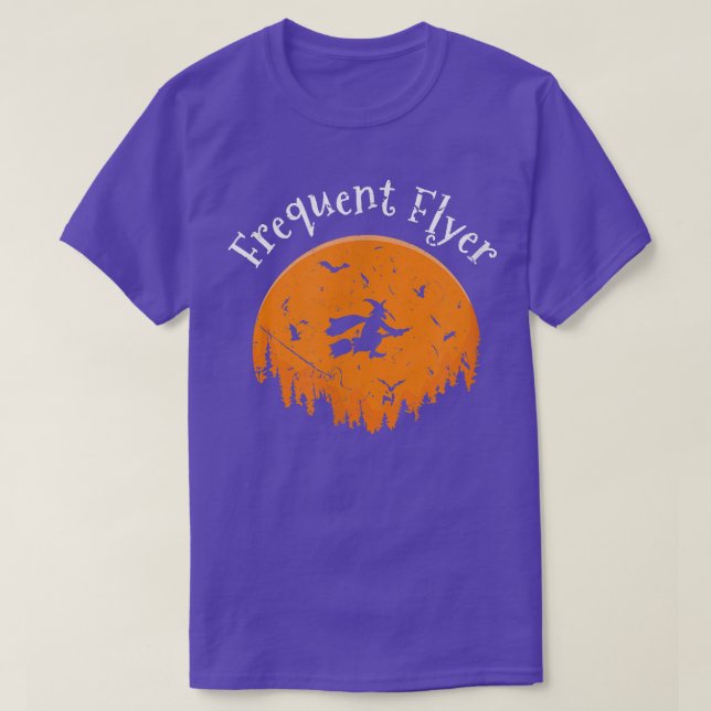 Frequent Flyer Witch Funny Halloween 2353 T-Shirt (Design Front)