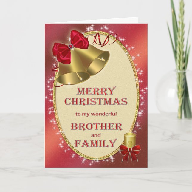 Frère et famille, carte traditionnelle de Noël (Devant)