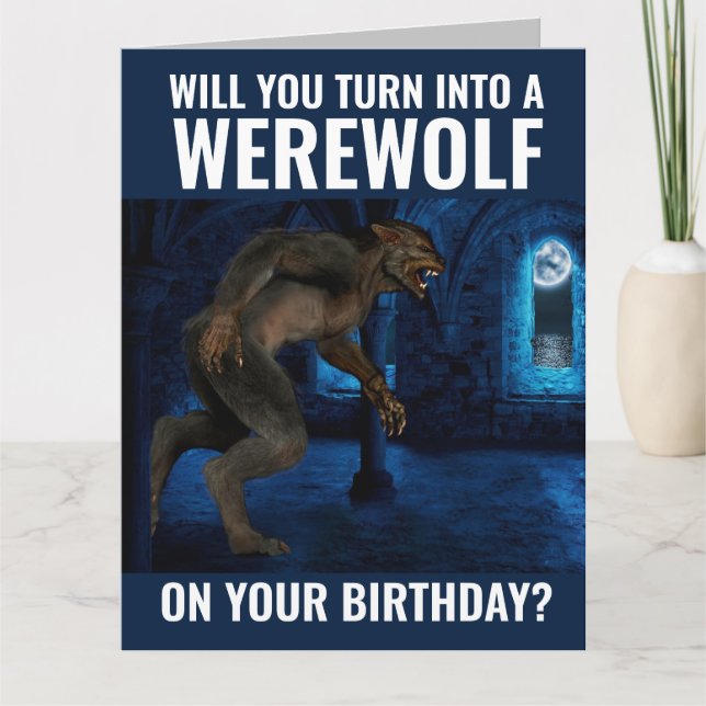 FRÈRE OU AMI AMI FUNNY WEREWOLF CARTE D'ANNIVERSAI (Devant)