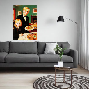 Frère, Soeur et table à manger   AI Art Poster