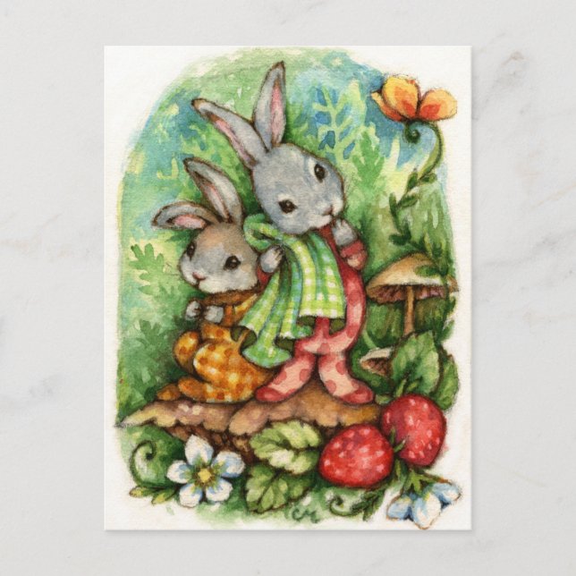 Frères boisés - Carte postale d'art animal mignon (Devant)
