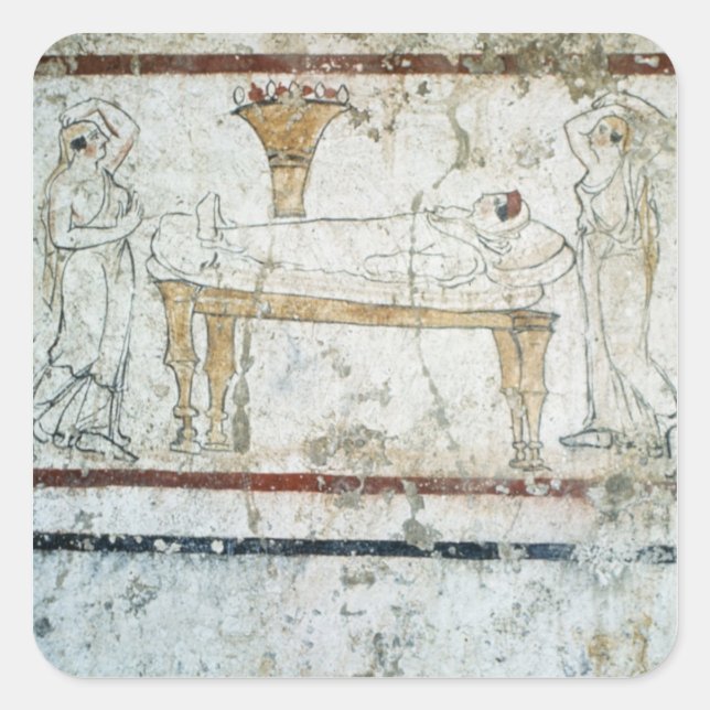 Fresco from the Tomb of Gaudio, c.480 BC Square Sticker (Front)