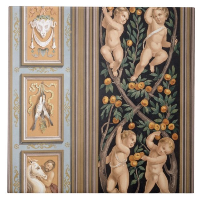 Fresco of Cupids from the Church of St. Ambroglio, Tile (Front)