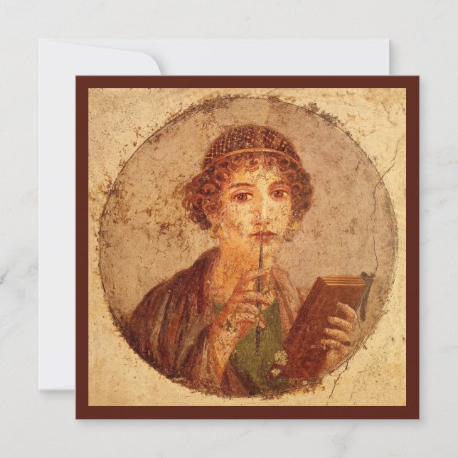Fresco of Sappho in Pompeii Card (Front)