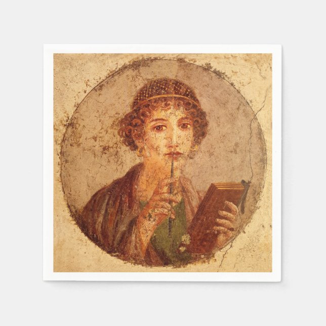 Fresco of Sappho in Pompeii Napkin (Front)