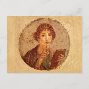 Fresco of Sappho in Pompeii    Postcard
