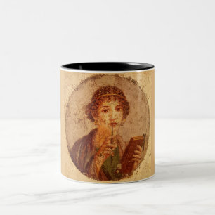 Fresco of Sappho in Pompeii Two-Tone Coffee Mug