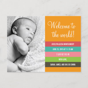 Fresh and Colourful Birth Announcement - Baby Girl
