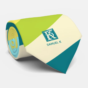 Fresh and Happy Colourful Stripes Monogram Tie